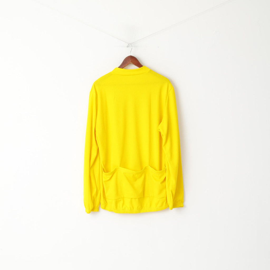 Spark Chemise de cyclisme XXL pour homme Jaune Stretch Col zippé Haut d'équipement de vélo européen