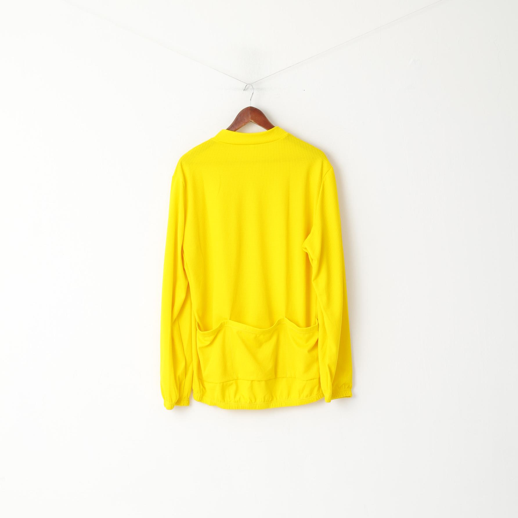 Spark Chemise de cyclisme XXL pour homme Jaune Stretch Col zippé Haut d'équipement de vélo européen