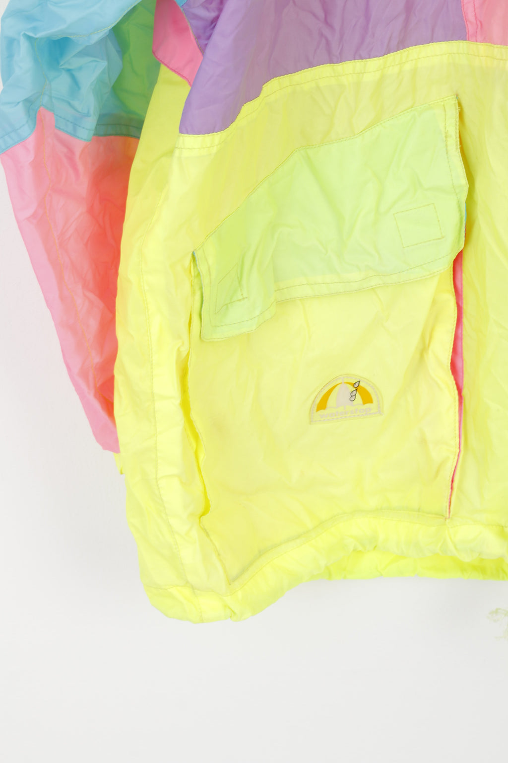 Rodeo by C&A Men 40 M Jacket Vintage Packable Neon Yellow Nylon Waterproof Hidden Hood Top