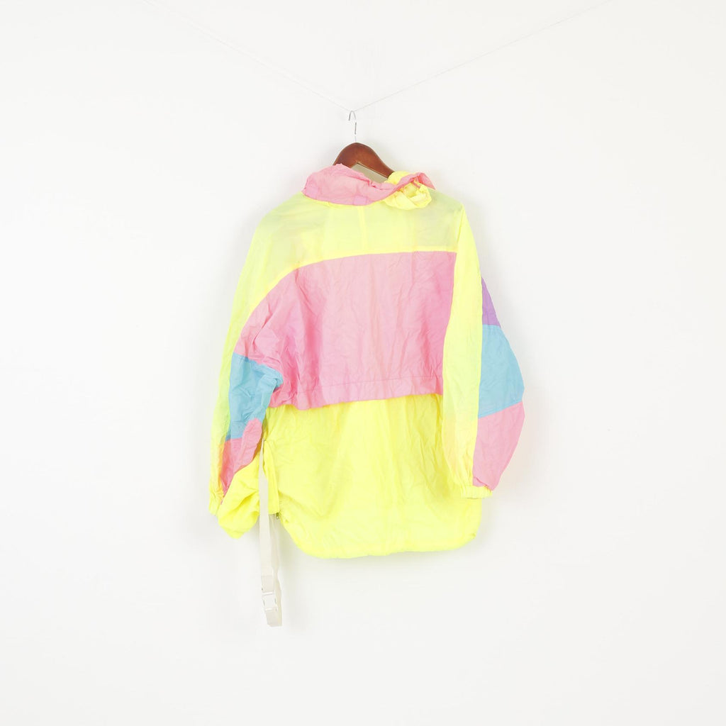 Rodeo by C&A Men 40 M Jacket Vintage Packable Neon Yellow Nylon Waterproof Hidden Hood Top