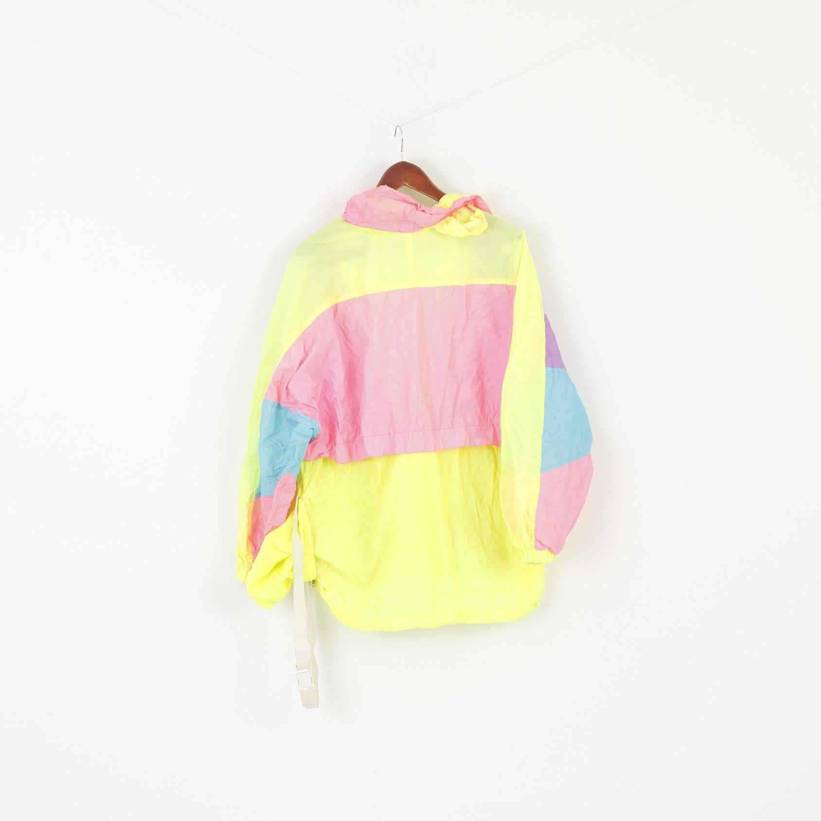 Rodeo by C&A Men 40 M Jacket Vintage Packable Neon Yellow Nylon Waterproof Hidden Hood Top