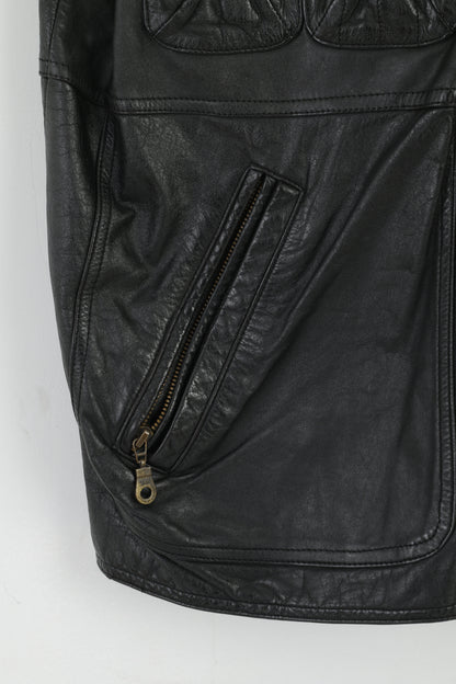 Trapper Original Leatherwear Men 54 L Gilet Gilet multitasche in pelle nera