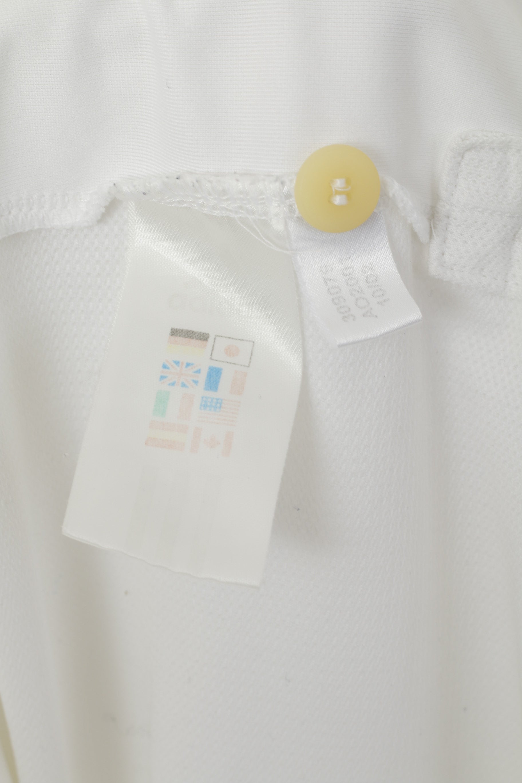 Adidas Hommes L Polo Blanc Formation Activewear Vintage Sport Jersey Top