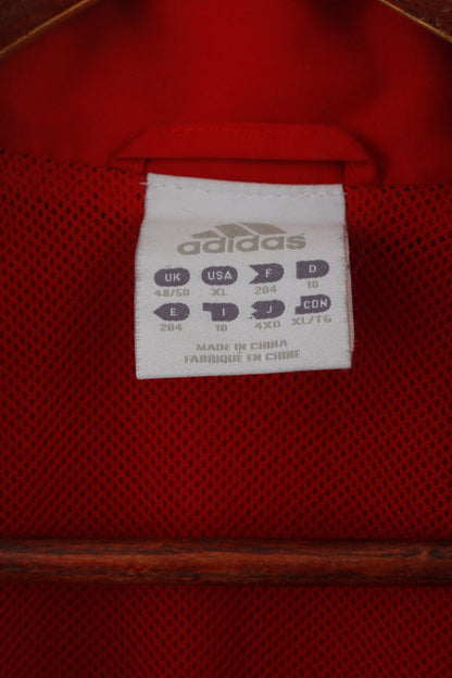 Adidas Men XL Jacket Red Vintage Sportswear Full Zip Activewear Track Top