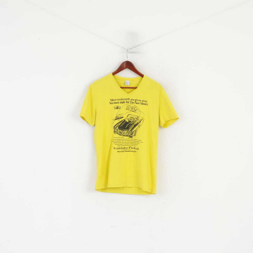 Funreatl Men 50 M Shirt Yellow Cotton Stretch Mercedes Benz 300 SL Top