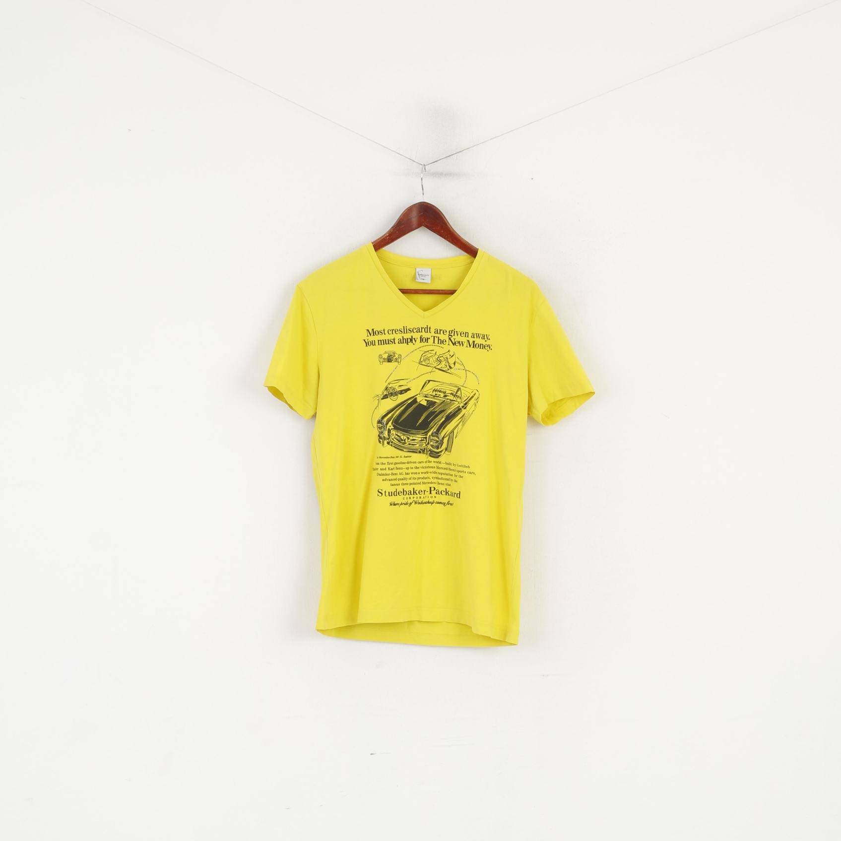Funreatl Men 50 M Shirt Yellow Cotton Stretch Mercedes Benz 300 SL Top