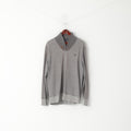 Fred Perry Men XL (L) Sweatshirt Grey Faded Cotton Stand Up Collar Classic Top