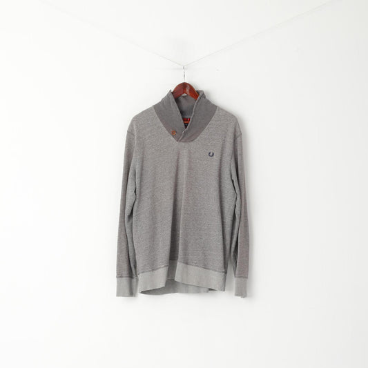 Fred Perry Men XL (L) Sweatshirt Gris Délavé Coton Col Montant Haut Classique