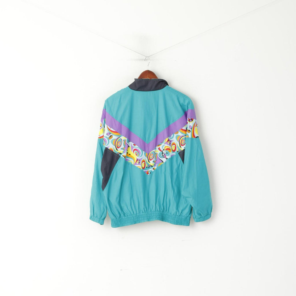 Triumph Women 40 L Jacket Green Abstract Vintage Sport Full Zipper Bomber Top