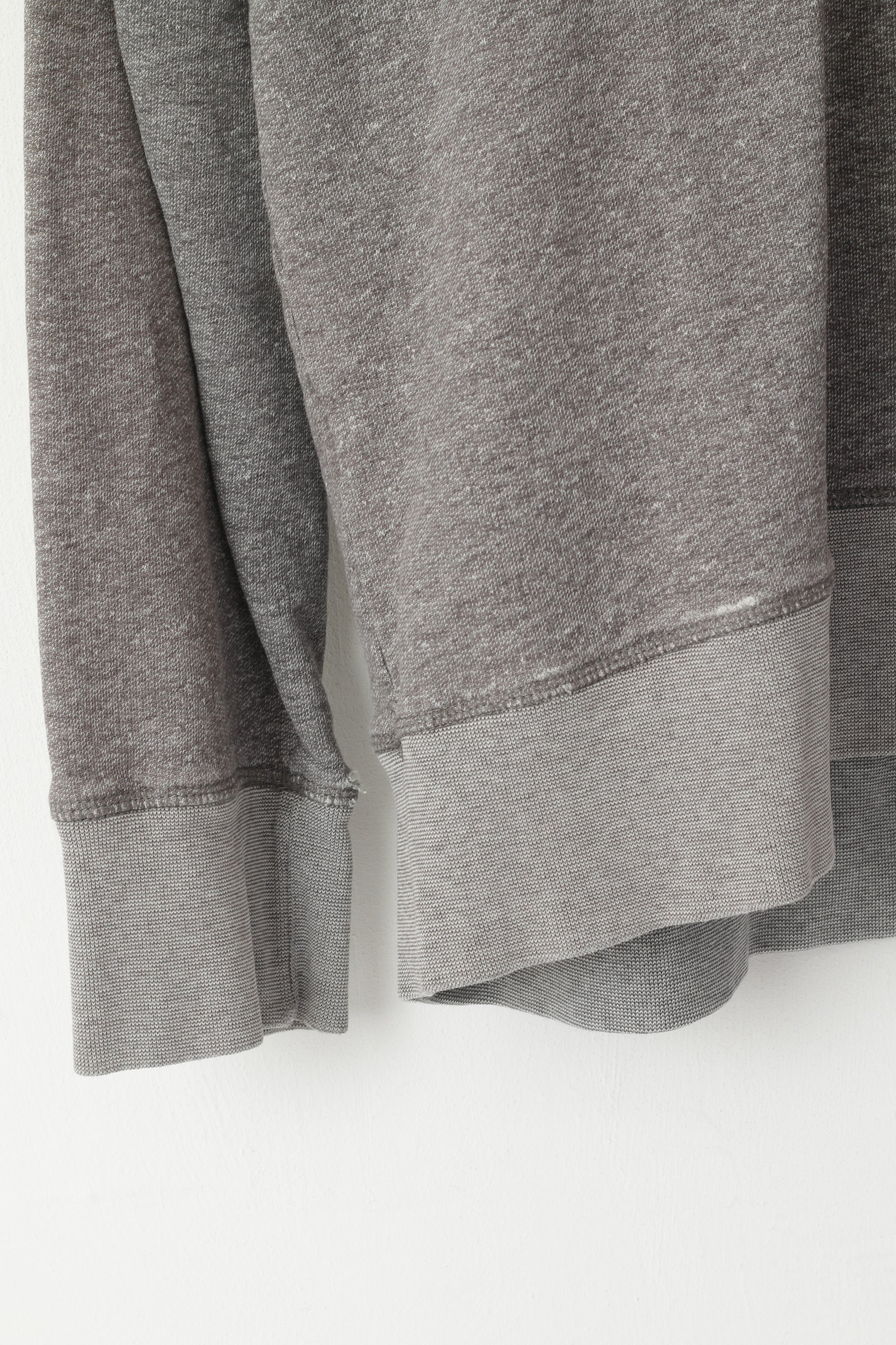 Fred Perry Men XL (L) Sweatshirt Grey Faded Cotton Stand Up Collar Classic Top