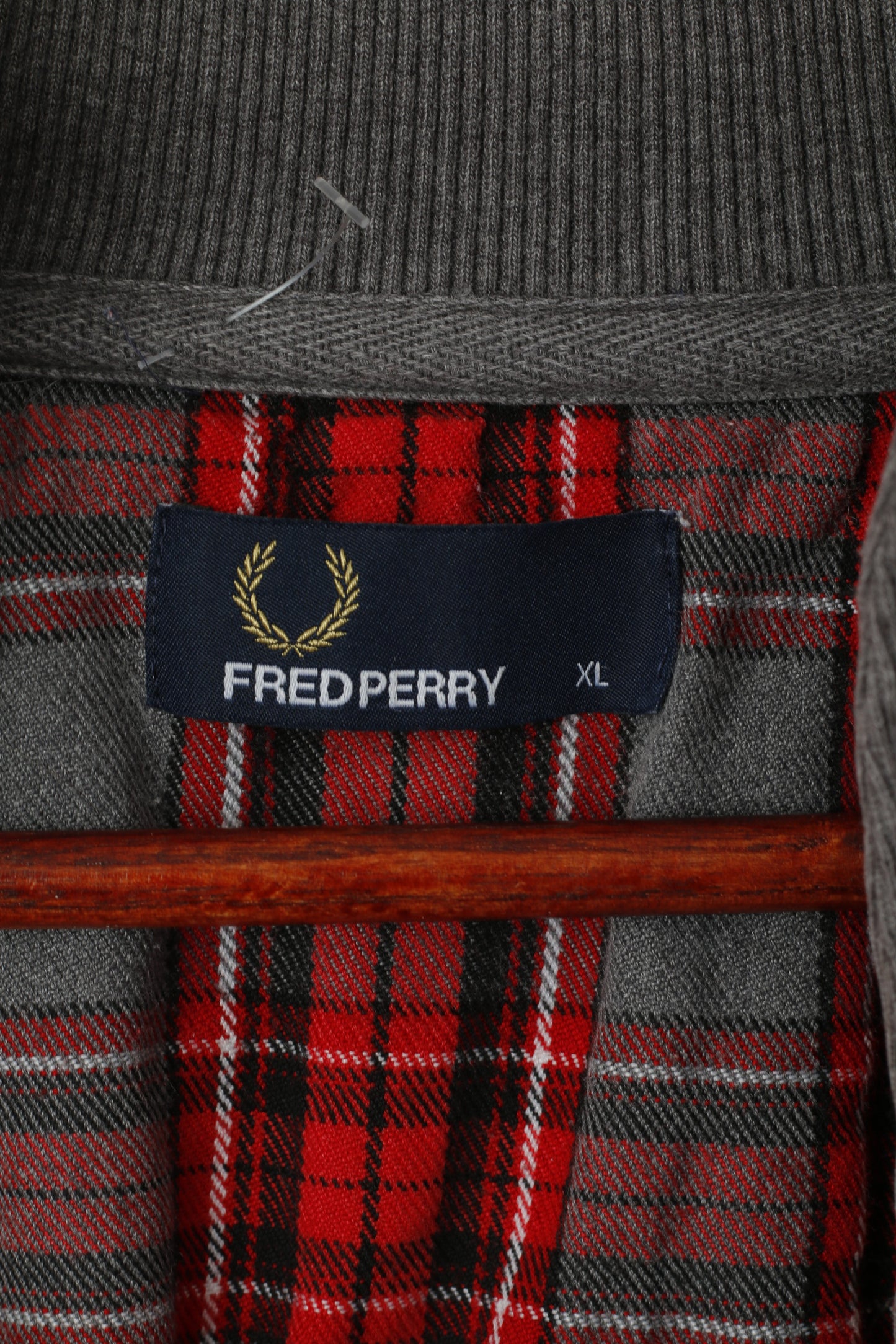 Fred Perry Men XL (L) Sweatshirt Grey Faded Cotton Stand Up Collar Classic Top