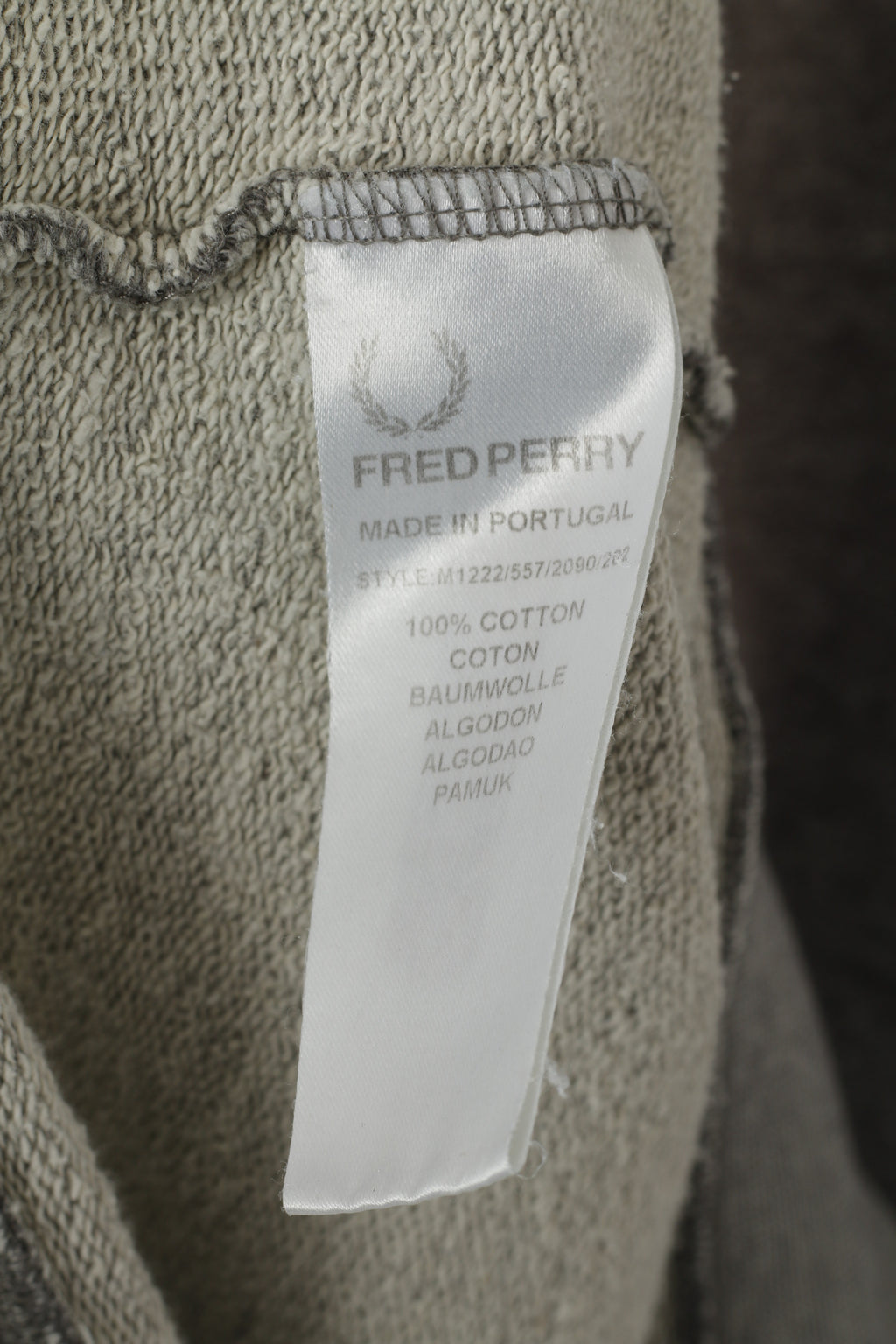 Fred Perry Men XL (L) Sweatshirt Grey Faded Cotton Stand Up Collar Classic Top