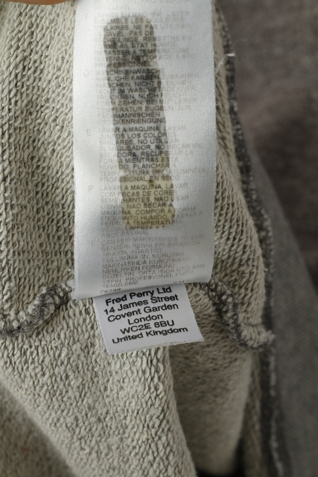 Fred Perry Men XL (L) Sweatshirt Grey Faded Cotton Stand Up Collar Classic Top