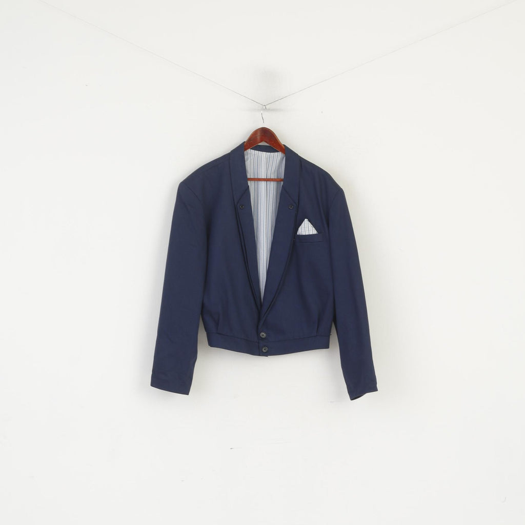 Rudy St-Clair Giacca da uomo M Giacca blu scuro in lana elegante con spalline parigine