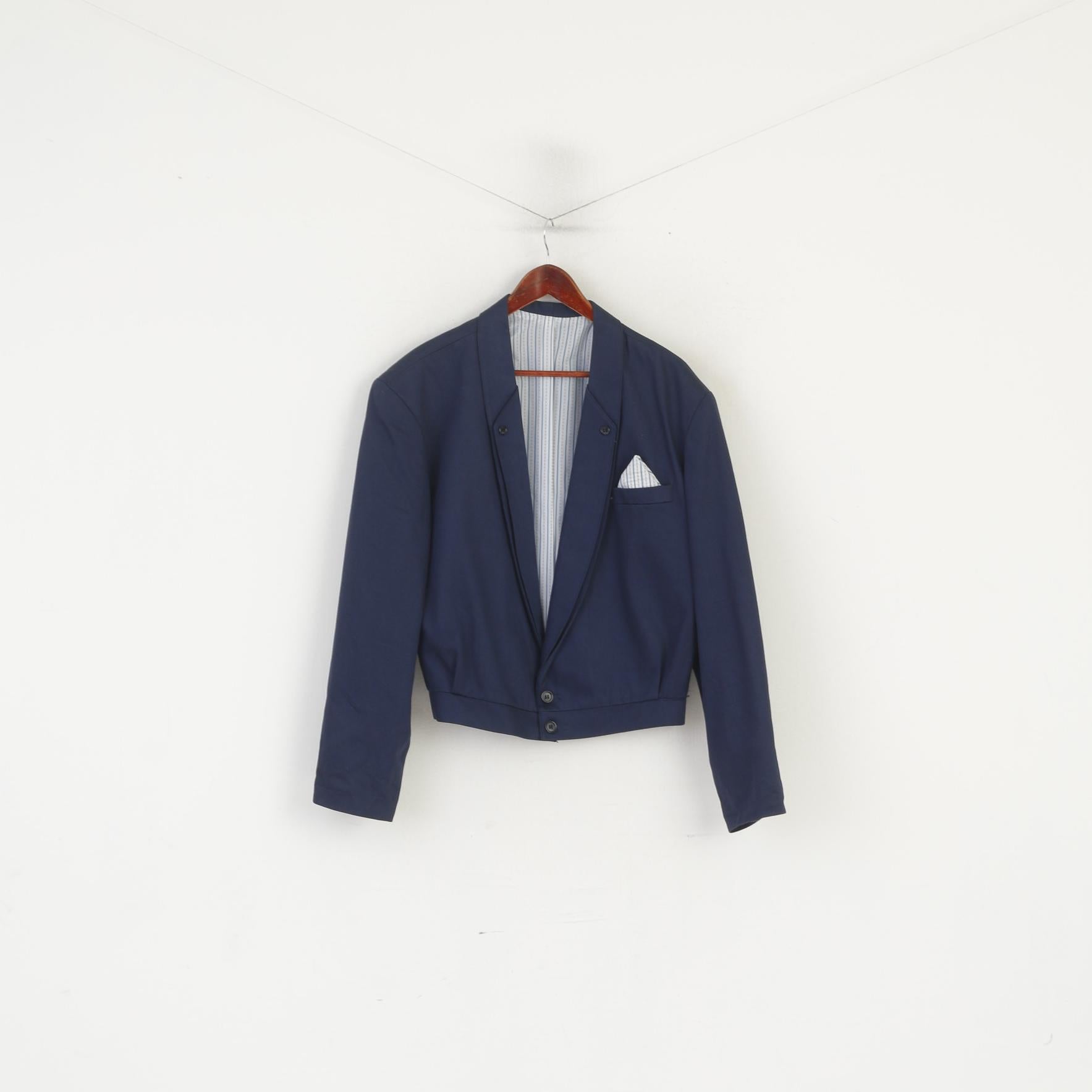 Rudy St-Clair Giacca da uomo M Giacca blu scuro in lana elegante con spalline parigine