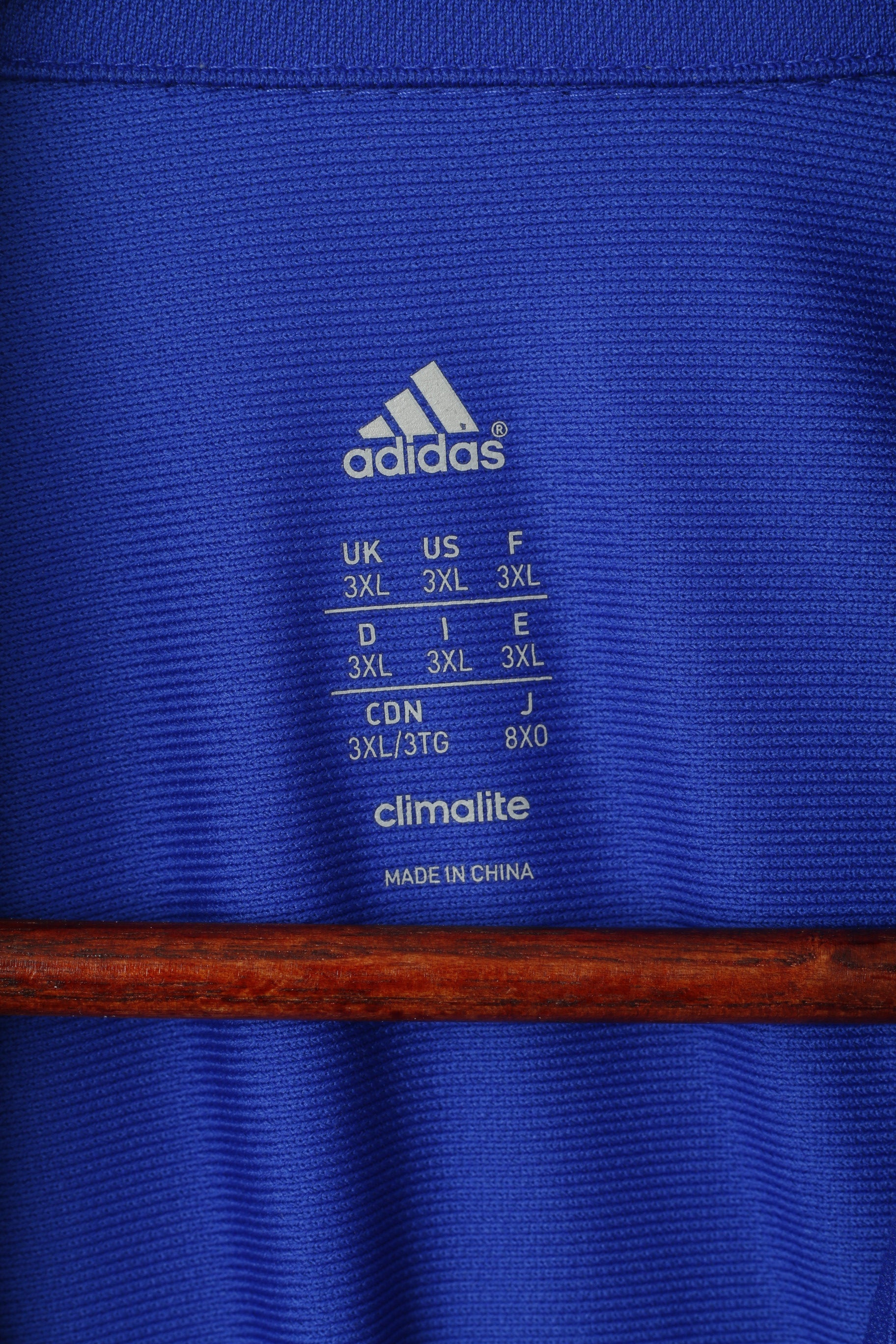 Adidas Men 3XL Polo Shirt Blue Climalite Football Activewear Short Sleeve Top