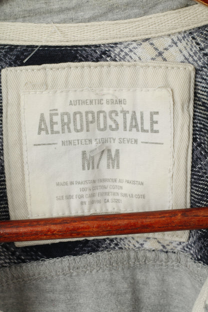 Polo Aeropostale da uomo M in cotone grigio 87 Divisione con bottoni dettagliati vintage