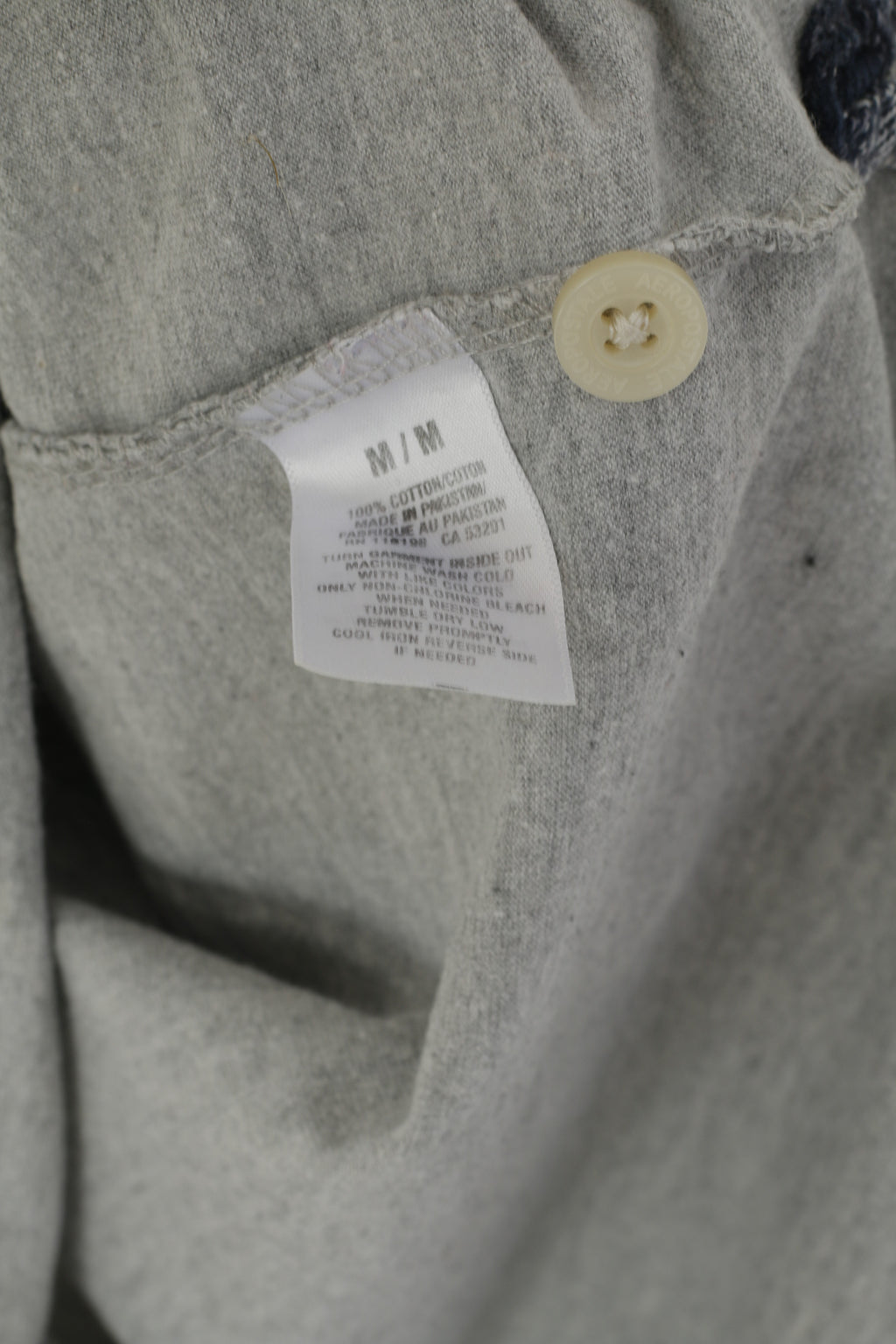 Aeropostale Men M Polo Shirt Grey Cotton 87 Division Vintage Detailed Buttons Top