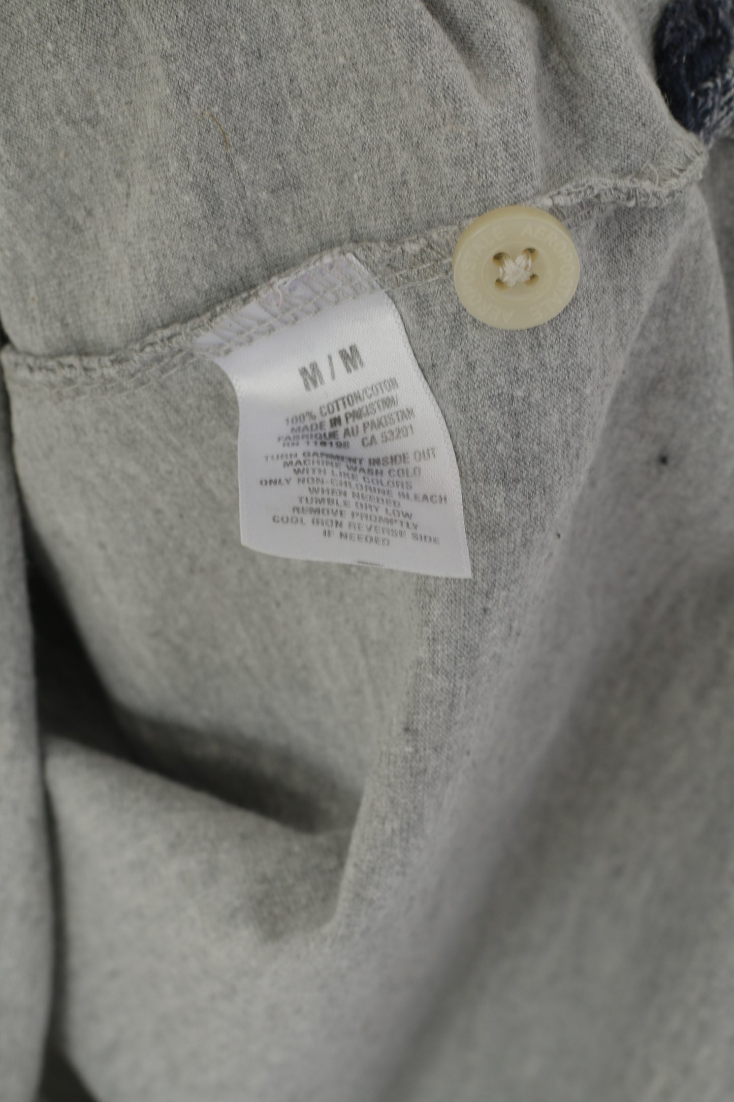 Polo Aeropostale da uomo M in cotone grigio 87 Divisione con bottoni dettagliati vintage