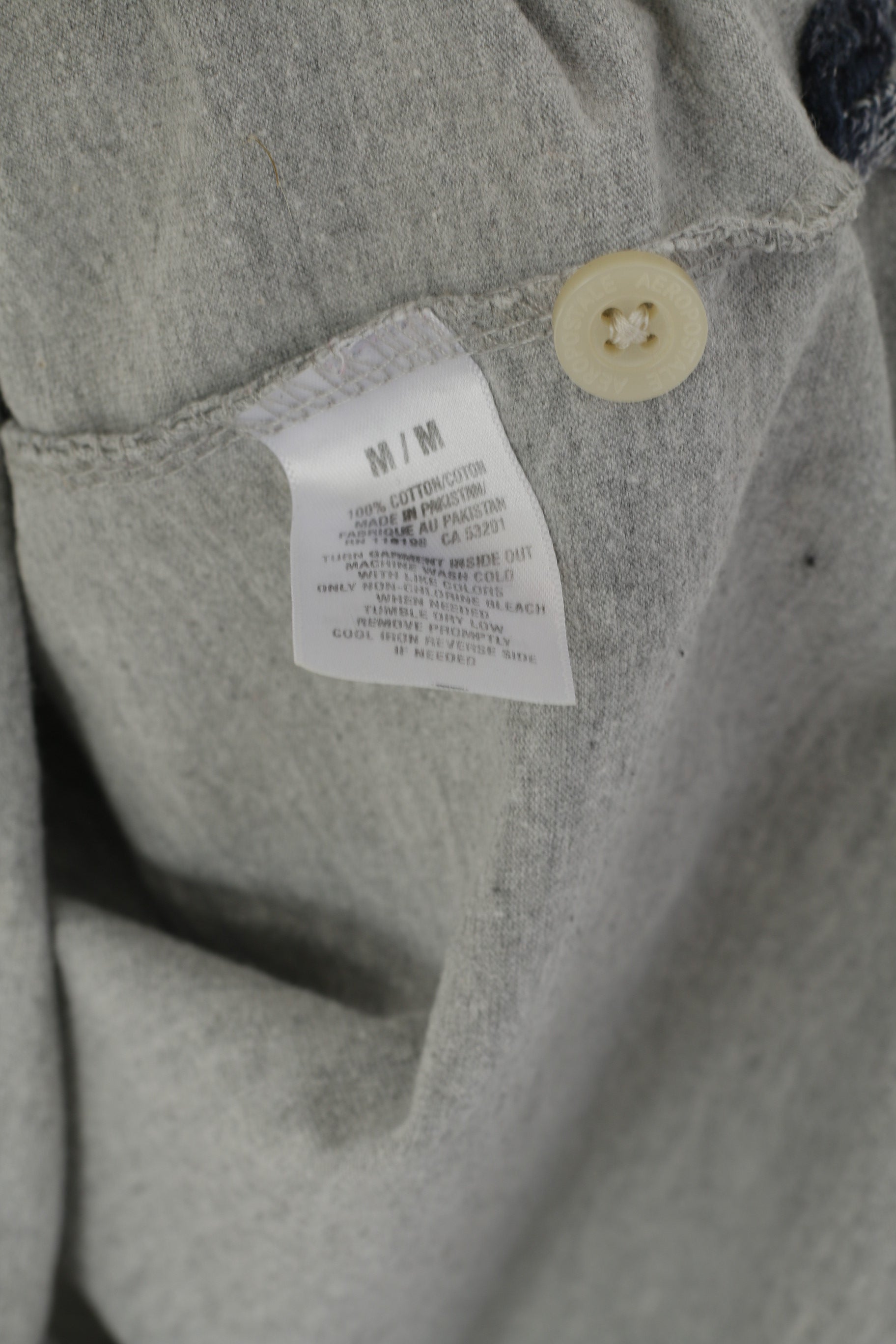 Aeropostale Men M Polo Shirt Grey Cotton 87 Division Vintage Detailed Buttons Top