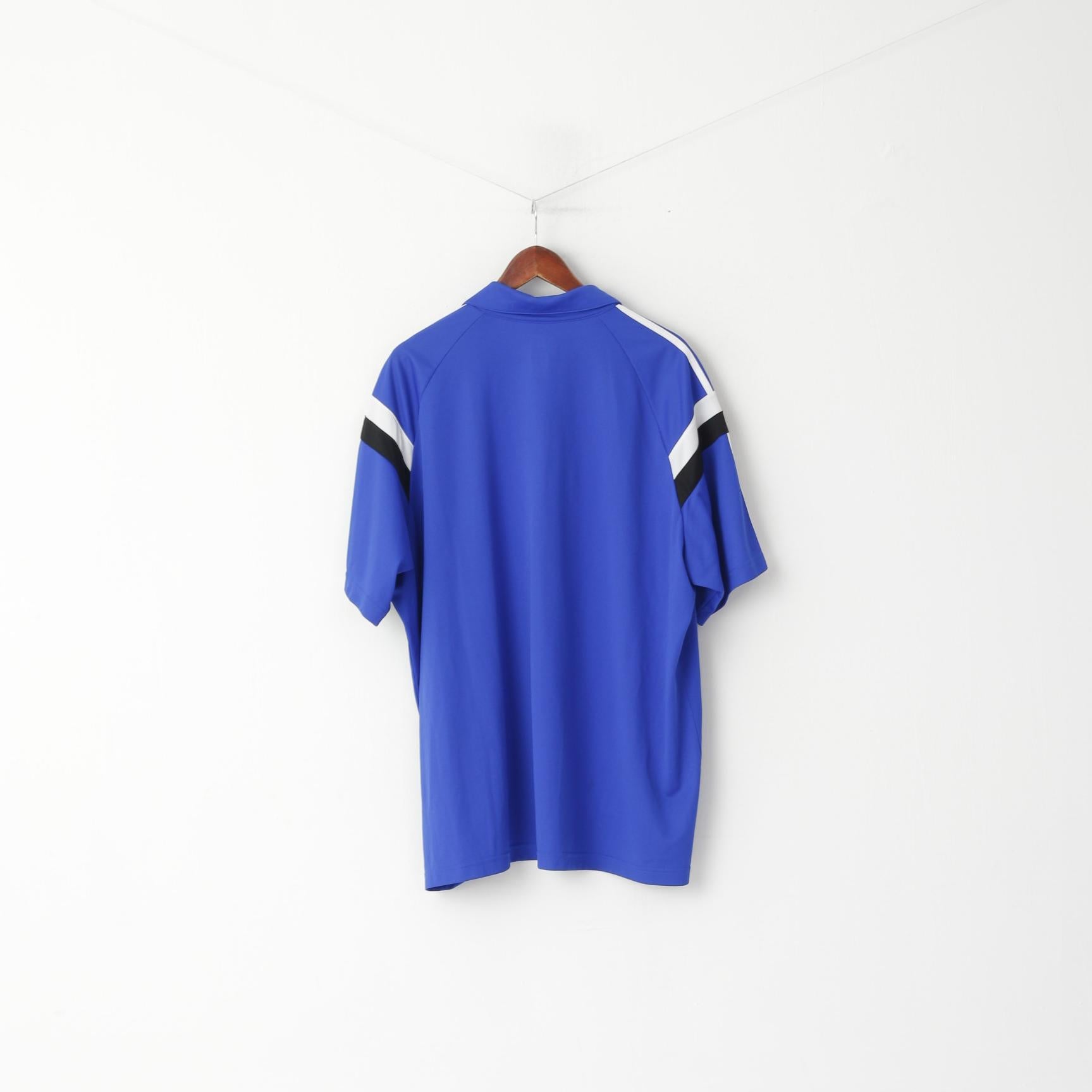 Adidas Men 3XL Polo Shirt Blue Climalite Football Activewear Short Sleeve Top
