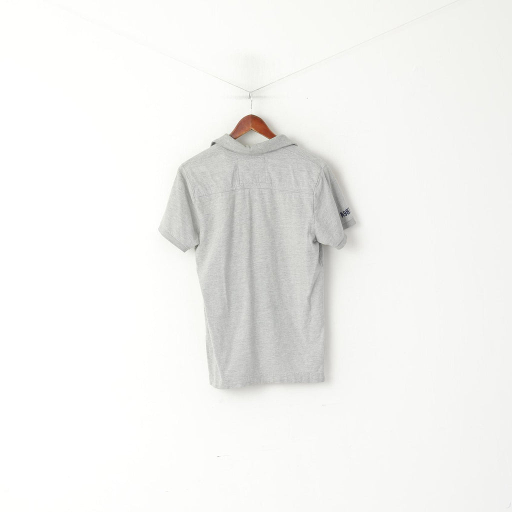 Aeropostale Men M Polo Shirt Grey Cotton 87 Division Vintage Detailed Buttons Top