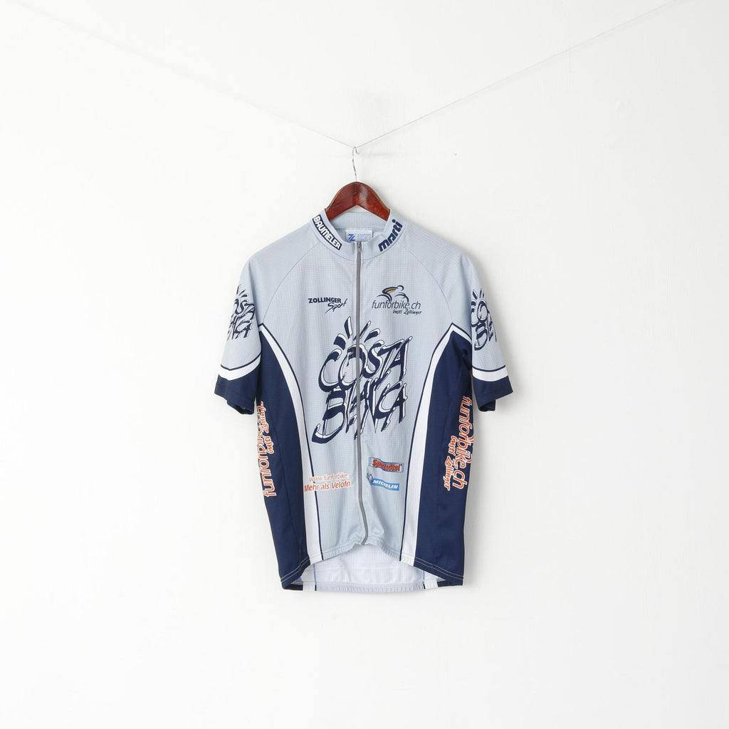 Maglia da ciclismo Zollinger da uomo XL Grigia Costa Blanca Bike Zip Up Made in Italy Maglia superiore