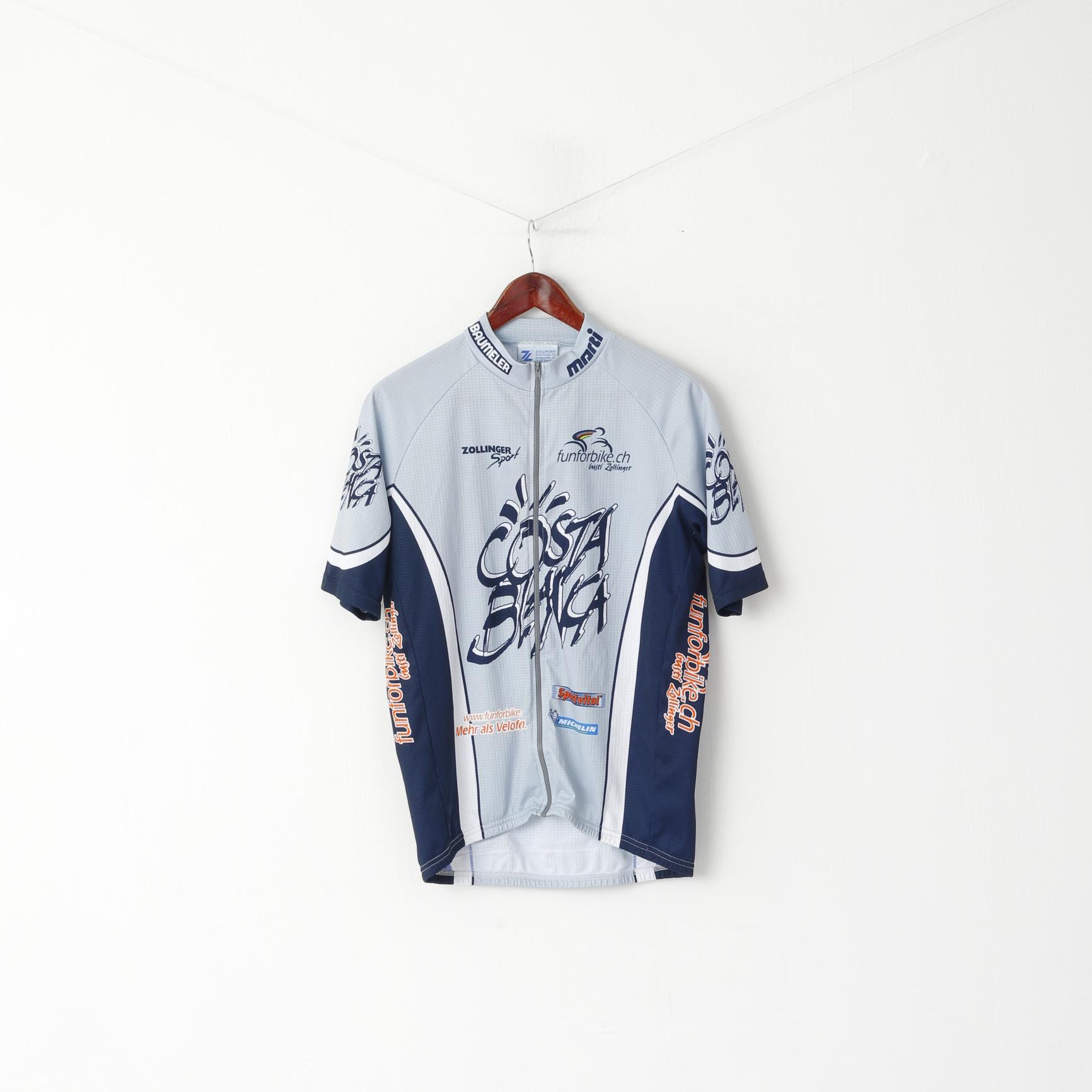 Maglia da ciclismo Zollinger da uomo XL Grigia Costa Blanca Bike Zip Up Made in Italy Maglia superiore
