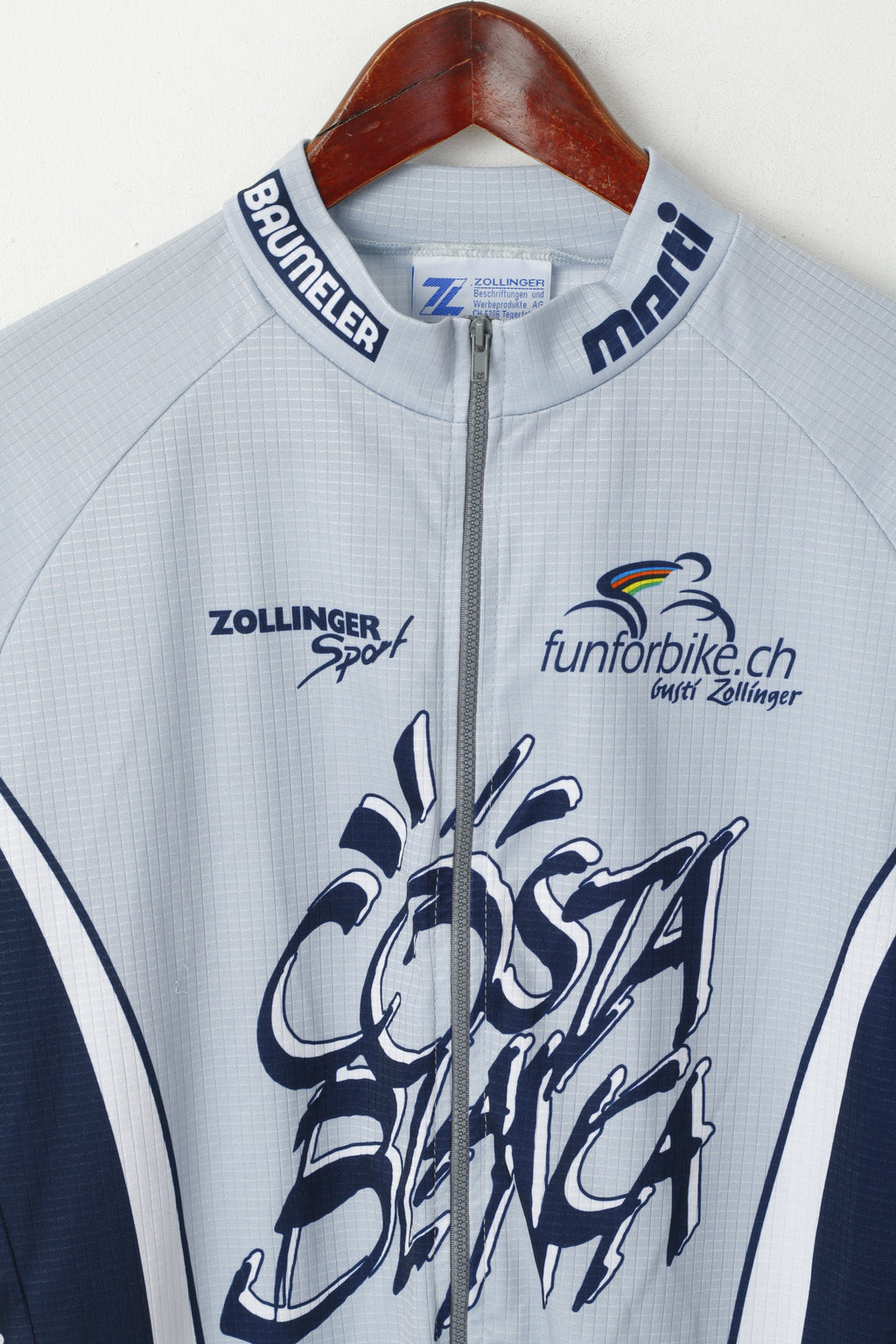 Maglia da ciclismo Zollinger da uomo XL Grigia Costa Blanca Bike Zip Up Made in Italy Maglia superiore