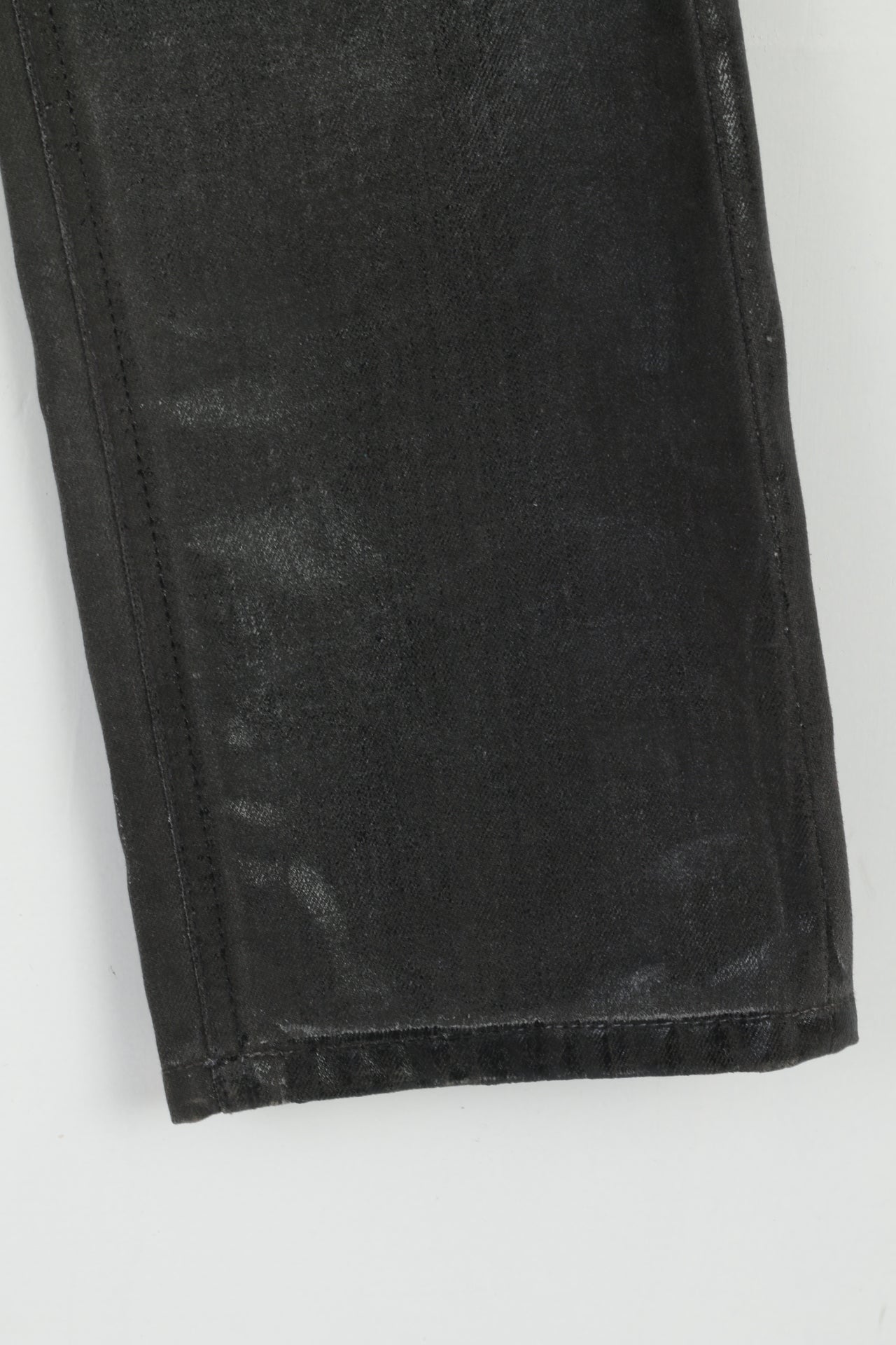 New Faith Women 30 Trousers Black Shiny Jean Cobain Icedenim Cotton Gothic Pants