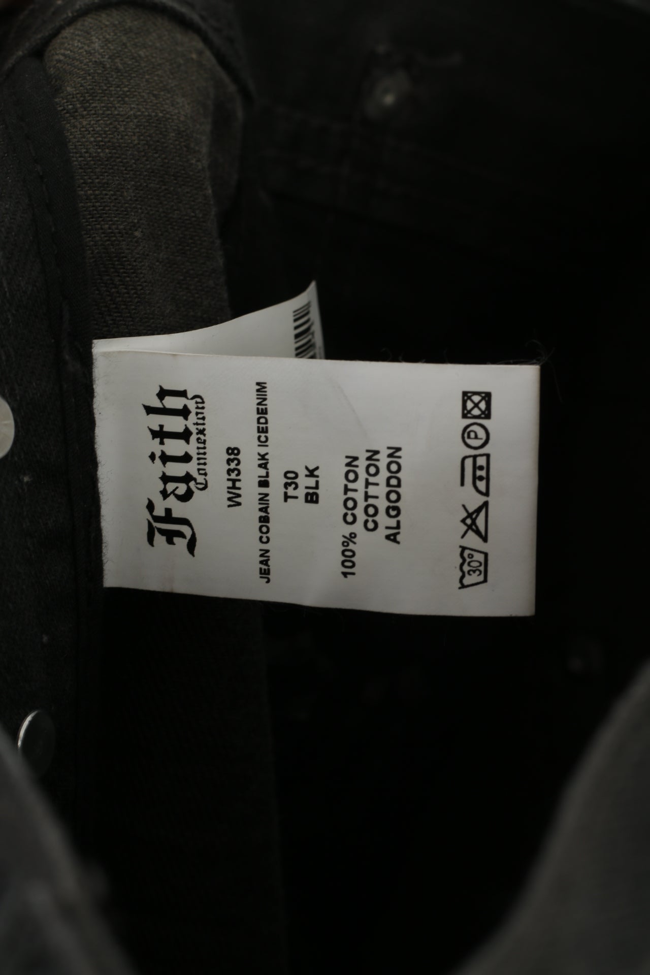 New Faith Women 30 Trousers Black Shiny Jean Cobain Icedenim Cotton Gothic Pants