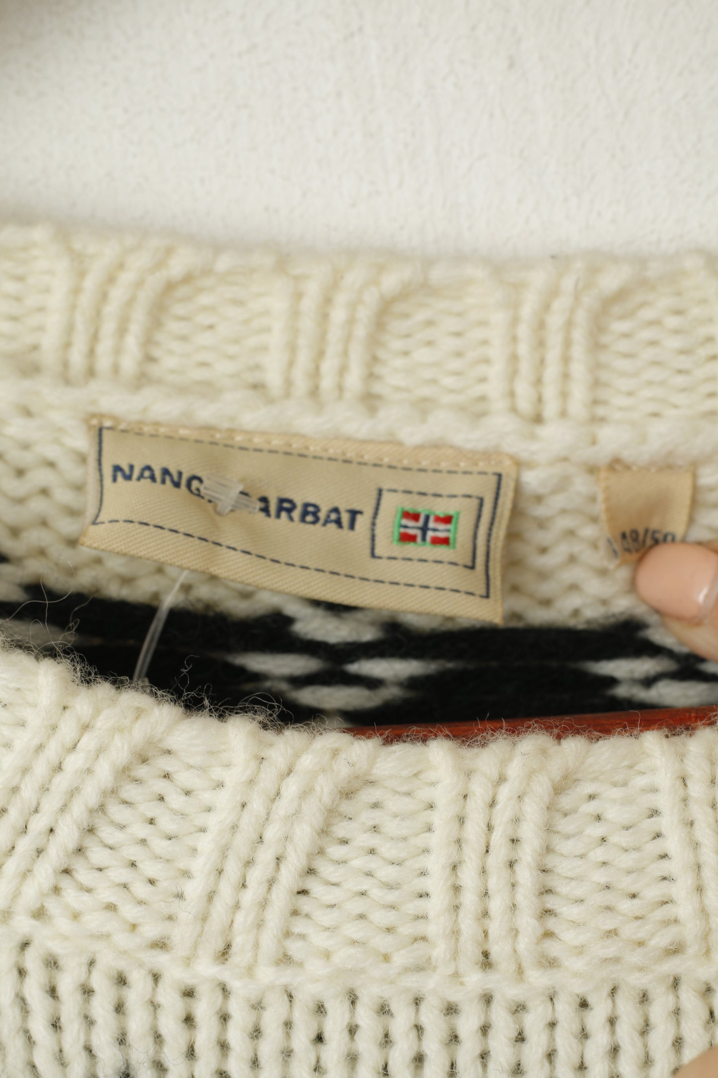 Nangaparbat Men 48/50 M Jumper Beige Nordic Wool Norwegian Classic Sweater