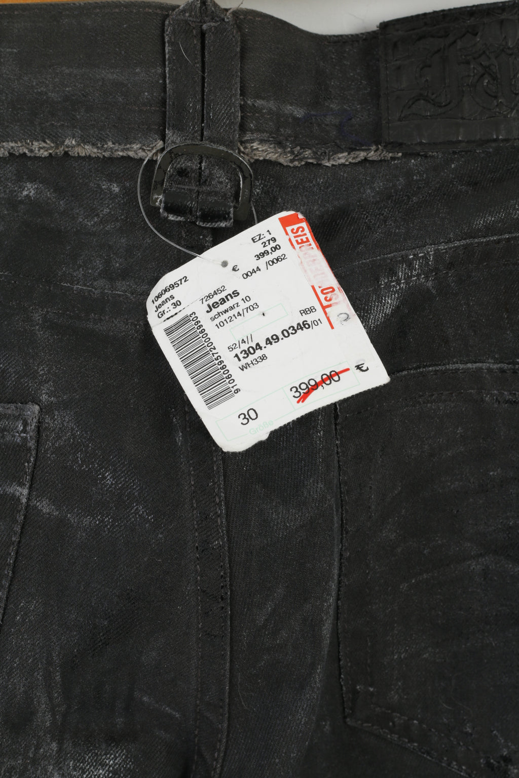 New Faith Women 30 Trousers Black Shiny Jean Cobain Icedenim Cotton Gothic Pants