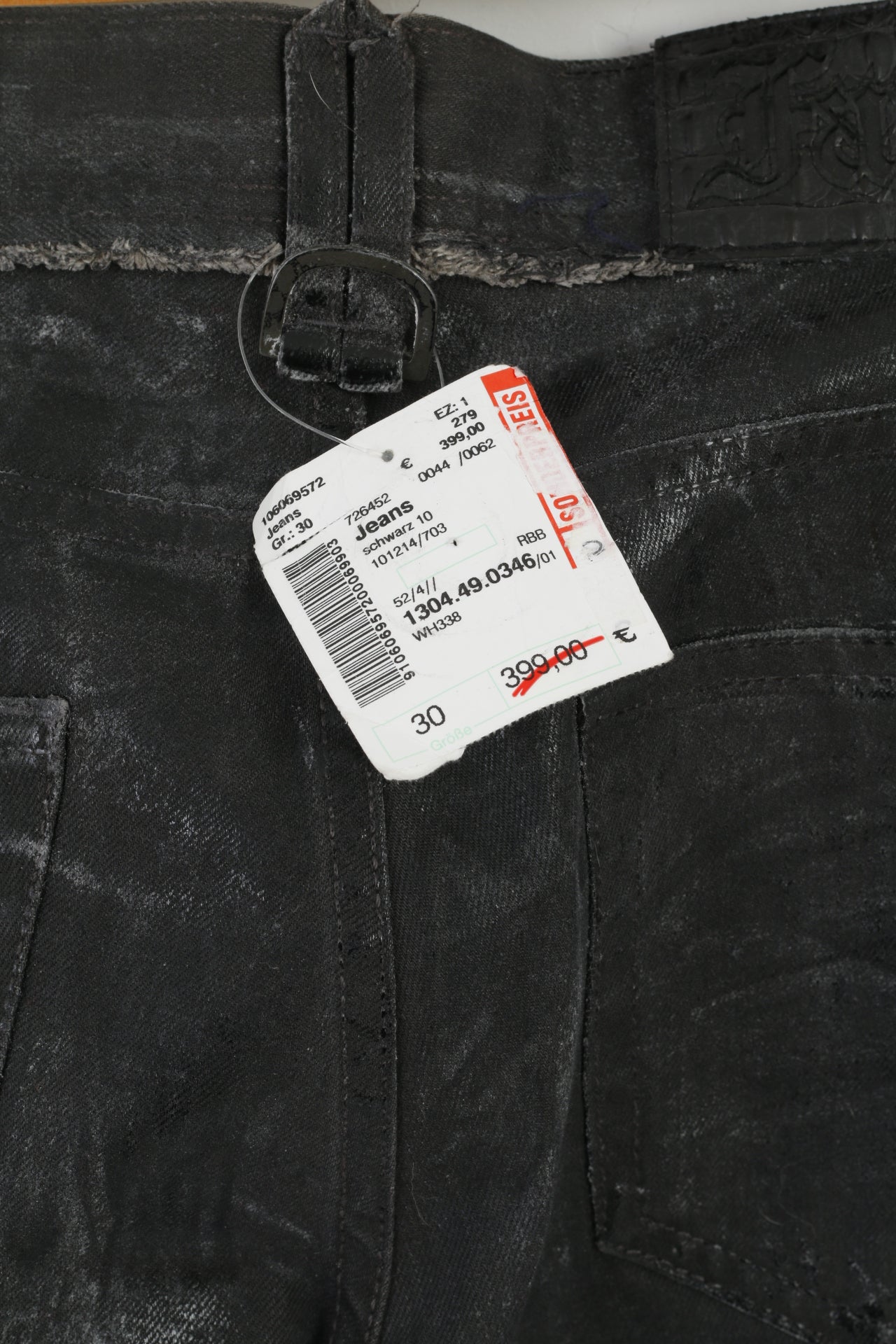 New Faith Women 30 Trousers Black Shiny Jean Cobain Icedenim Cotton Gothic Pants