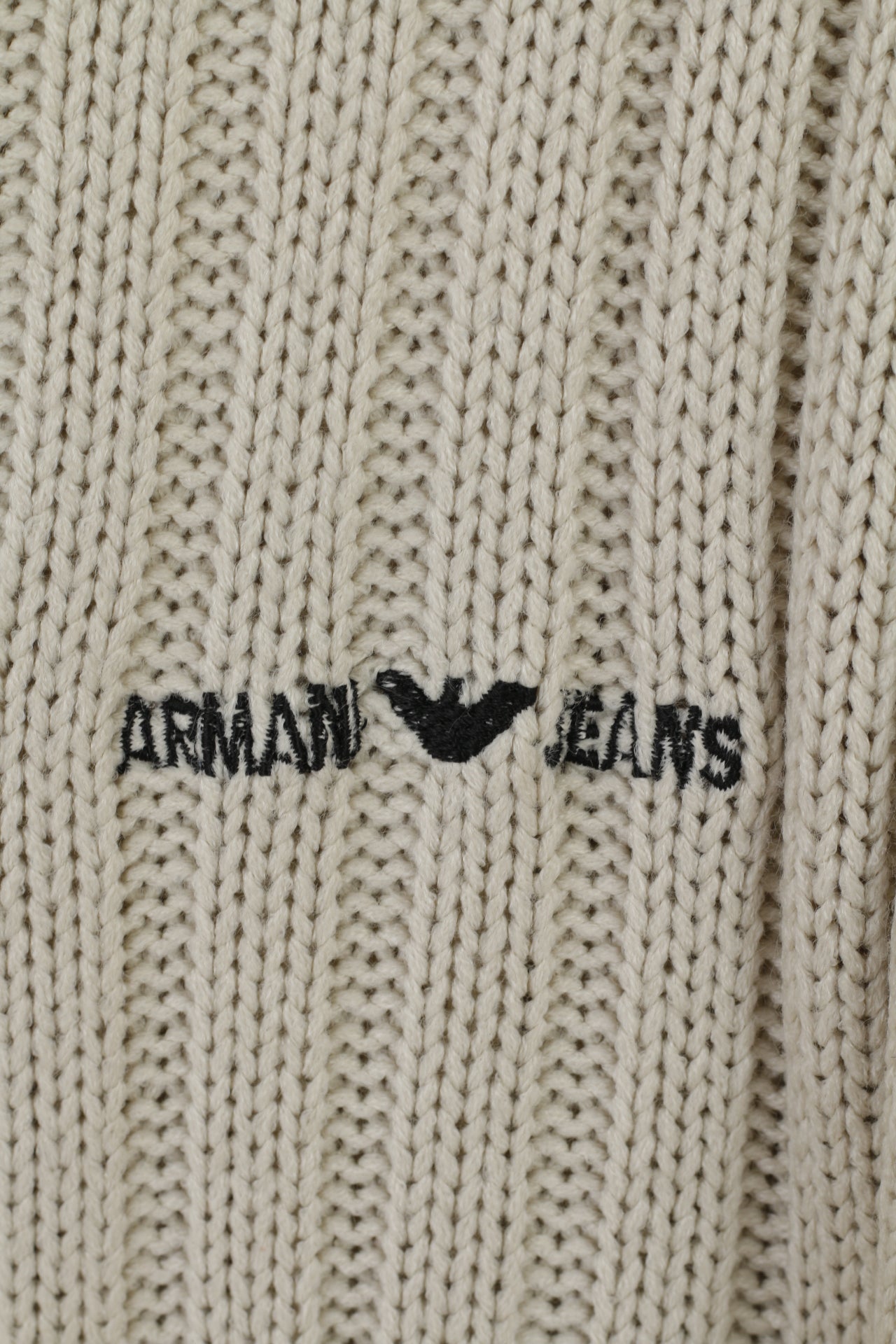 Giorgio Armani Men XL Golf Jumper Beige Acrylic Classic Stretch Sweater