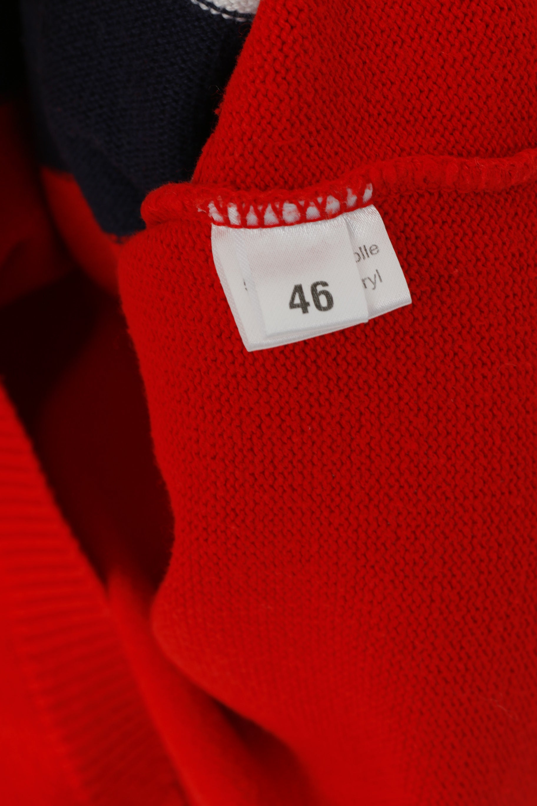 Rade Strick Femme 46 L Pull Rouge Vintage Rayé Col V Coton Manches 3/4 Haut