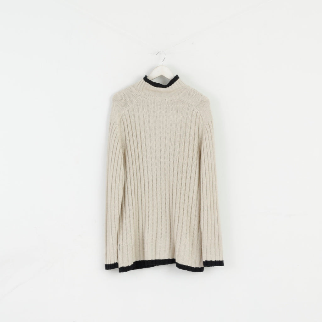 Giorgio Armani Hommes XL Golf Jumper Beige Acrylique Classique Stretch Pull