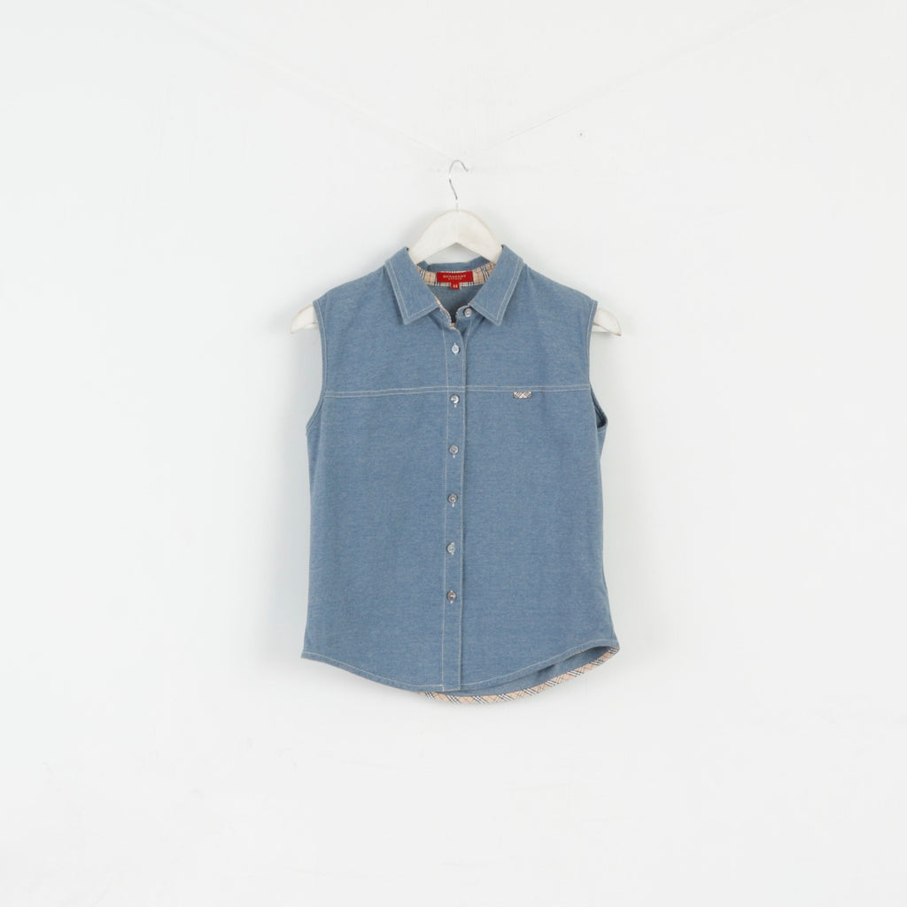 Burberry London Chemise sans manches en coton bleu pour femme 44 S