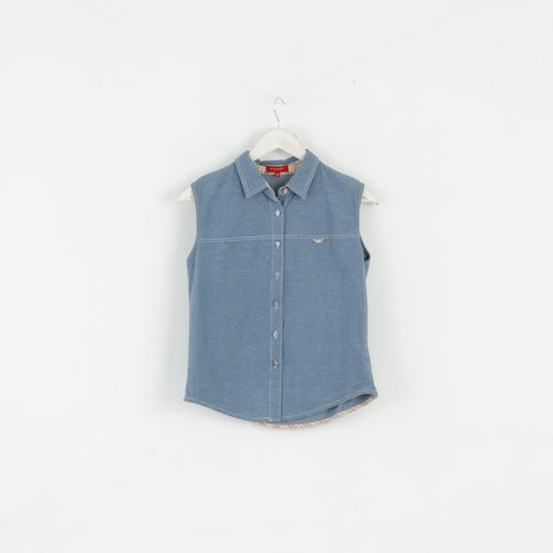 Burberry London Chemise sans manches en coton bleu pour femme 44 S