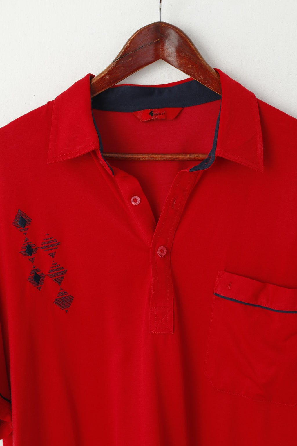 Gabicci Men 2XL Polo Shirt Red Cotton Pocket Retro Classic Short Sleeve Top
