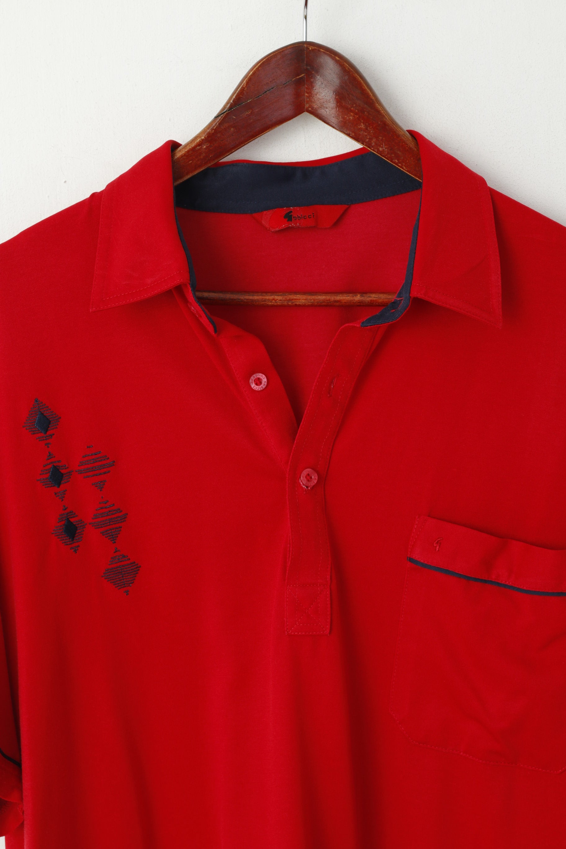 Gabicci Men 2XL Polo Shirt Red Cotton Pocket Retro Classic Short Sleeve Top