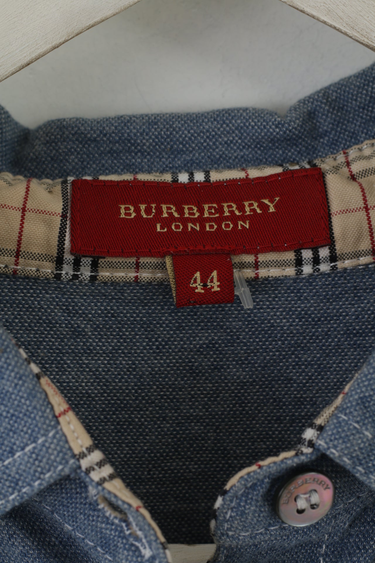 Burberry London Womens 44 S Shirt Sleeveless Blue Cotton Top Vest