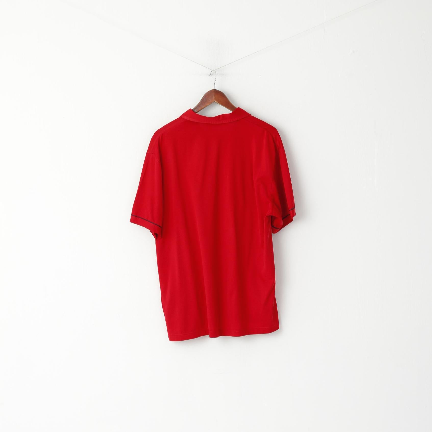 Gabicci Men 2XL Polo Shirt Red Cotton Pocket Retro Classic Short Sleeve Top