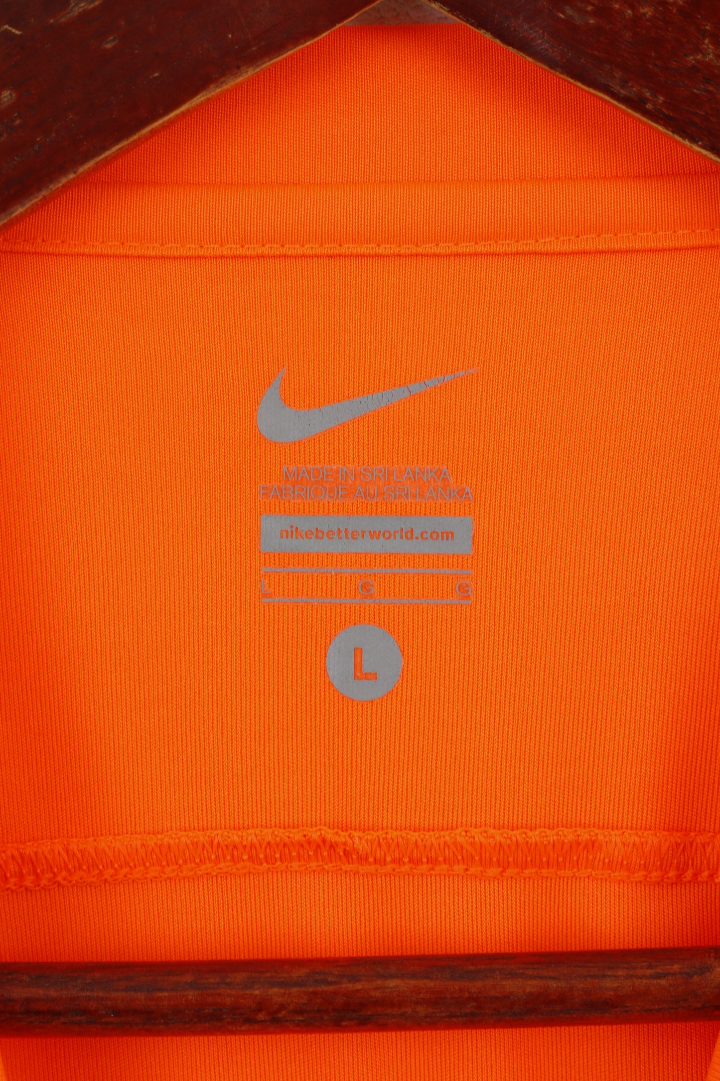 Nike Men L Shirt Neon Orange Football T90 Sportswear Jersey Top