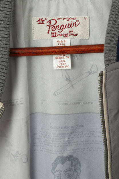 Original Penguin Men S (XS) Jacket Grey Baseball Sportswear Full Zipper Light Top