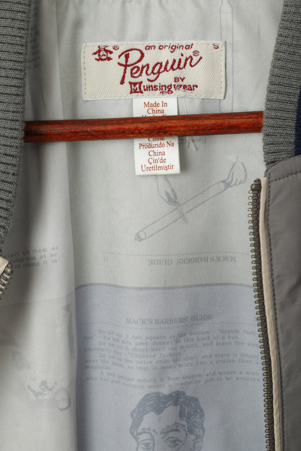 Original Penguin Men S (XS) Jacket Grey Baseball Sportswear Full Zipper Light Top