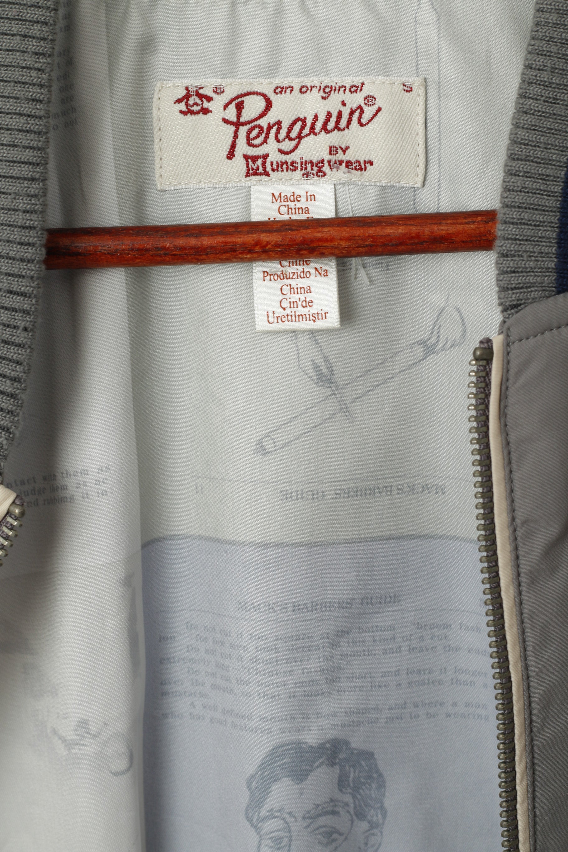 Original Penguin Men S (XS) Jacket Grey Baseball Sportswear Full Zipper Light Top