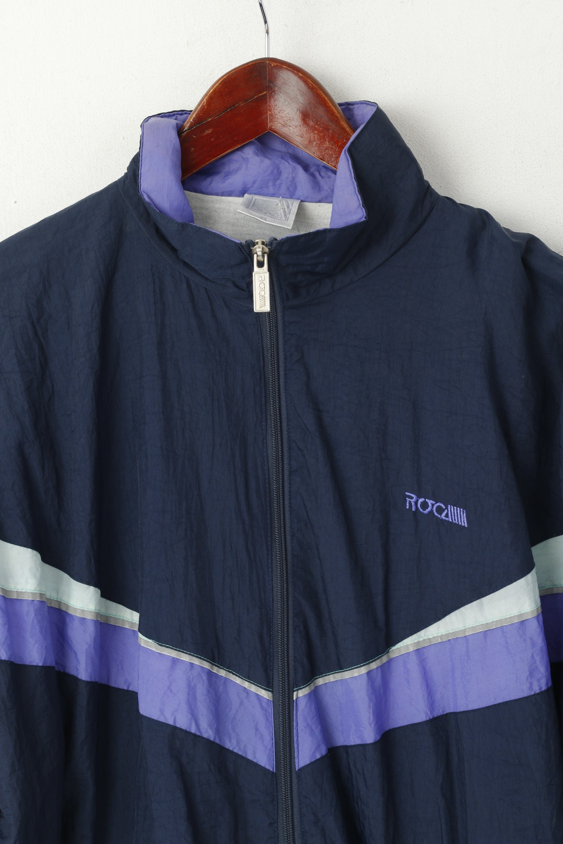 Roca Hommes XL Veste Marine Vintage Festival Nylon Imperméable Zip Up Track Top