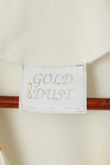 Gold Dust Women 14 L Shirt Beige Abstract Buttoned Short Sleeve Elegant Top