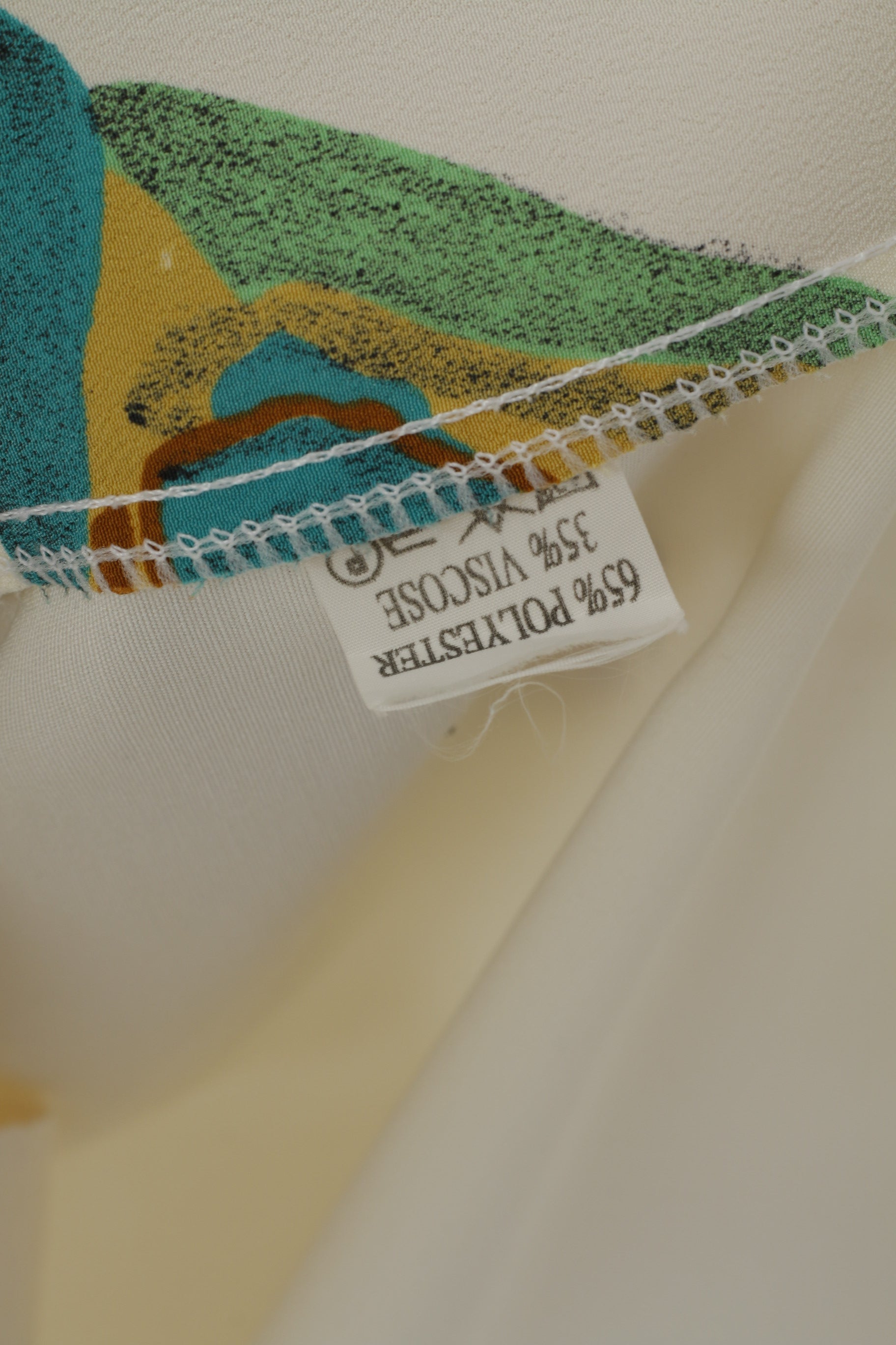 Camicia Gold Dust da donna 14 L Top elegante a maniche corte con bottoni astratti beige